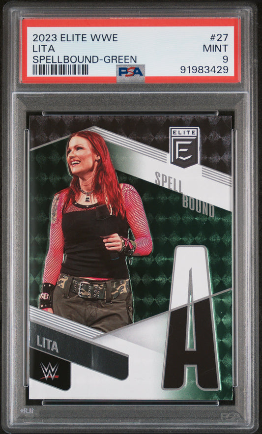 2023 ELITE WWE LITA SPELLBOUND-GREEN #27 (PSA 9)